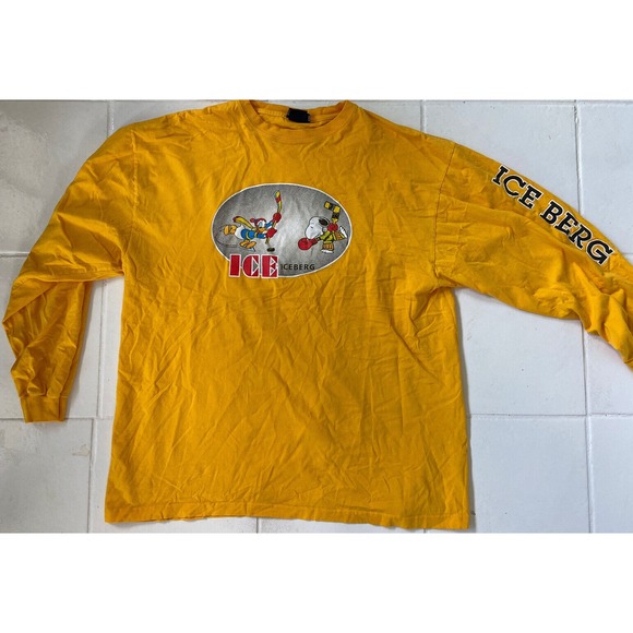 Iceberg Other - Donald Duck / Snoopy Iceberg Vintage Shirt 2xl Rare Long‎ Sleeved Yellow